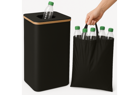 Kosz na butelki, puszki zwrotne z wyjmowanym workiem, do segregacji - 100L