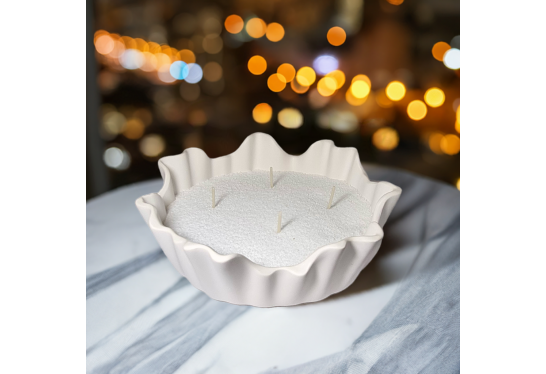 Świeca proszkowa, wosk piaskowy, perłowy 500g, szklany pojemnik + 10 knotów