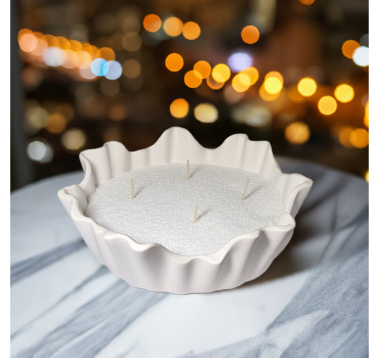 Świeca proszkowa, wosk piaskowy, perłowy 500g, szklany pojemnik + 10 knotów